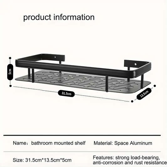 Pack of 2 Self-Adhesive Bathroom Shelf Organizer | No Drill Wall Mounted Storage Rack | Waterproof & Rustproof Metal Shelf for Bathroom & Kitchen